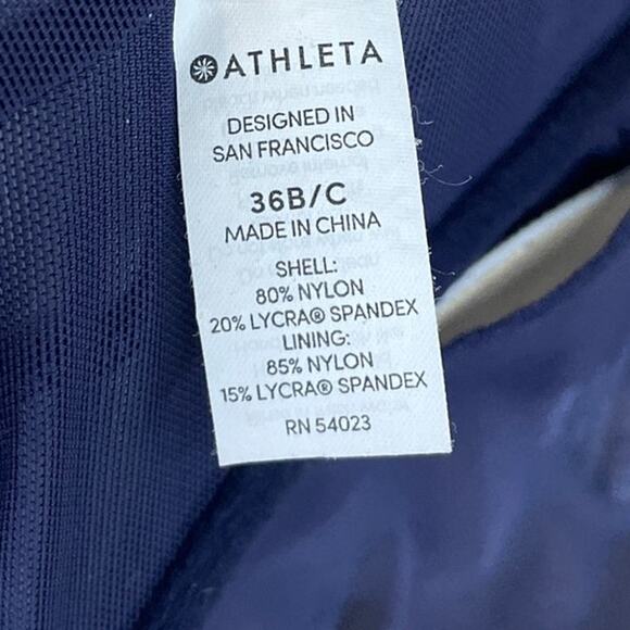 Athleta Tangier High Neck Bikini Top Cross Straps Back Dress Blue Size 36B 36C - Picture 7 of 9